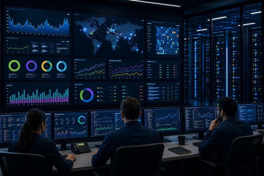 Operations team monitoring live systems